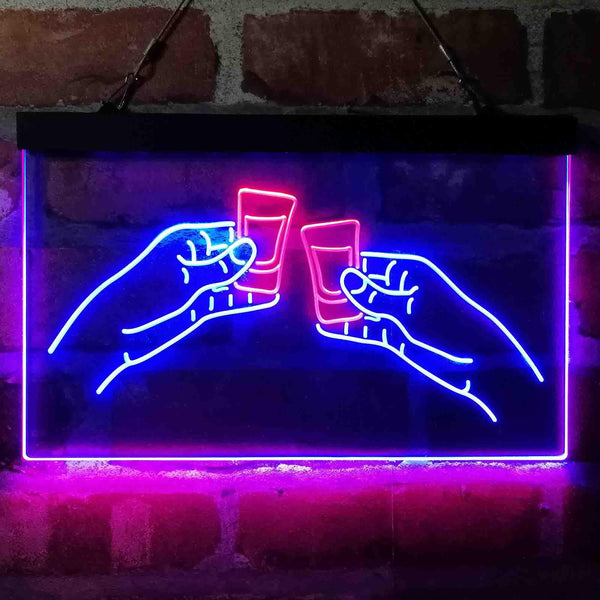 ADVPRO Vodka Shots Cheers Friends Dual Color LED Neon Sign st6-i4068 - Red & Blue