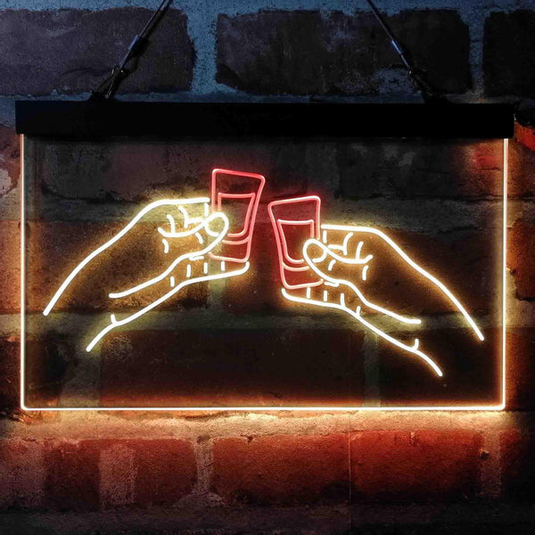 ADVPRO Vodka Shots Cheers Friends Dual Color LED Neon Sign st6-i4068 - Red & Yellow