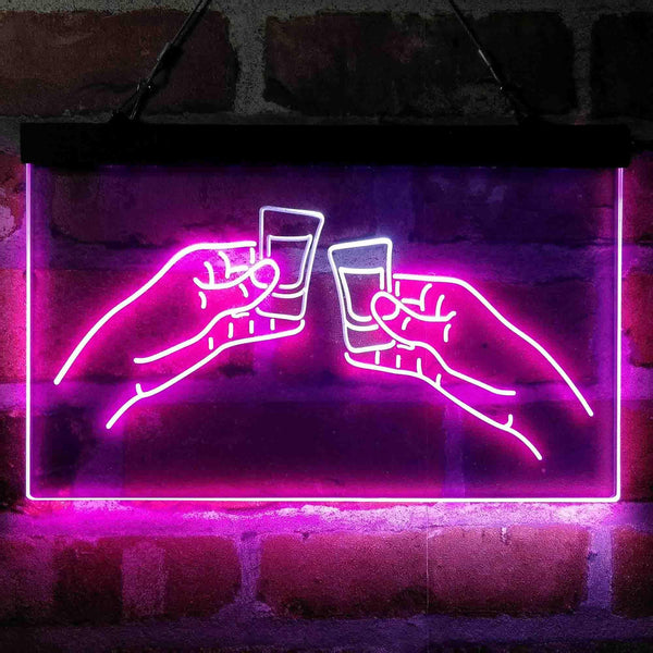 ADVPRO Vodka Shots Cheers Friends Dual Color LED Neon Sign st6-i4068 - White & Purple