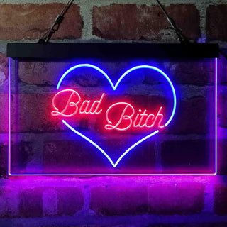 ADVPRO Bad Bitch Heart Design Dual Color LED Neon Sign st6-i4070 - Blue & Red