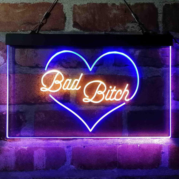 ADVPRO Bad Bitch Heart Design Dual Color LED Neon Sign st6-i4070 - Blue & Yellow