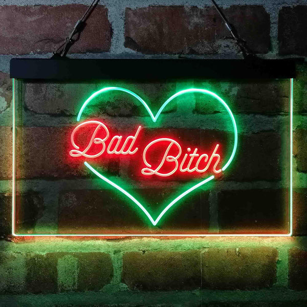 ADVPRO Bad Bitch Heart Design Dual Color LED Neon Sign st6-i4070 - Green & Red