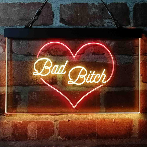 ADVPRO Bad Bitch Heart Design Dual Color LED Neon Sign st6-i4070 - Red & Yellow