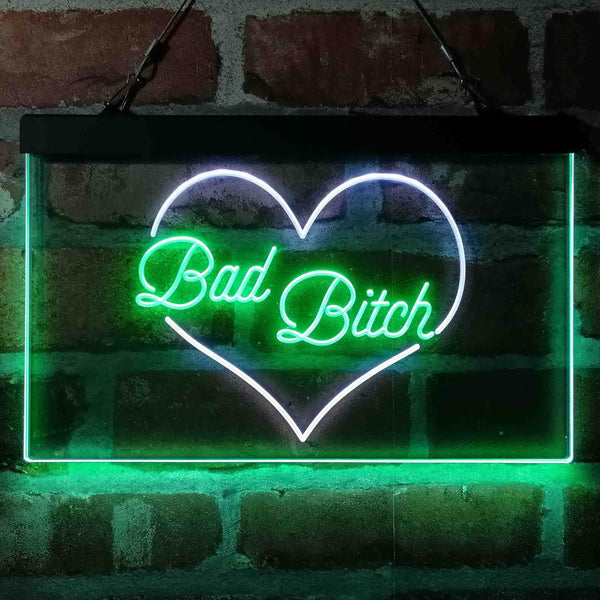 ADVPRO Bad Bitch Heart Design Dual Color LED Neon Sign st6-i4070 - White & Green