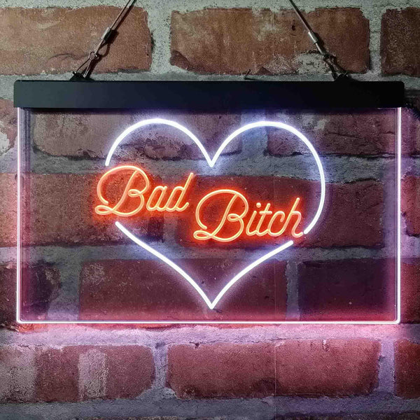 ADVPRO Bad Bitch Heart Design Dual Color LED Neon Sign st6-i4070 - White & Orange