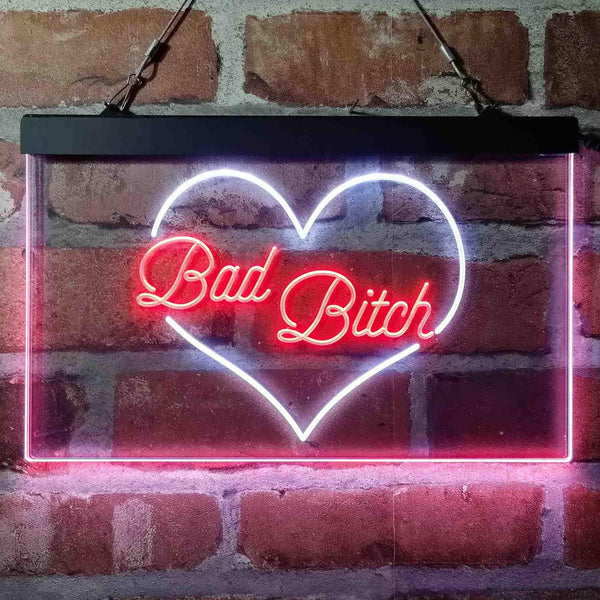 ADVPRO Bad Bitch Heart Design Dual Color LED Neon Sign st6-i4070 - White & Red