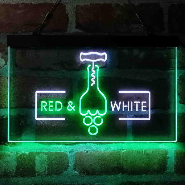 ADVPRO Red White Wine Opener Bar Display Dual Color LED Neon Sign st6-i4072 - White & Green