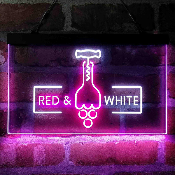 ADVPRO Red White Wine Opener Bar Display Dual Color LED Neon Sign st6-i4072 - White & Purple