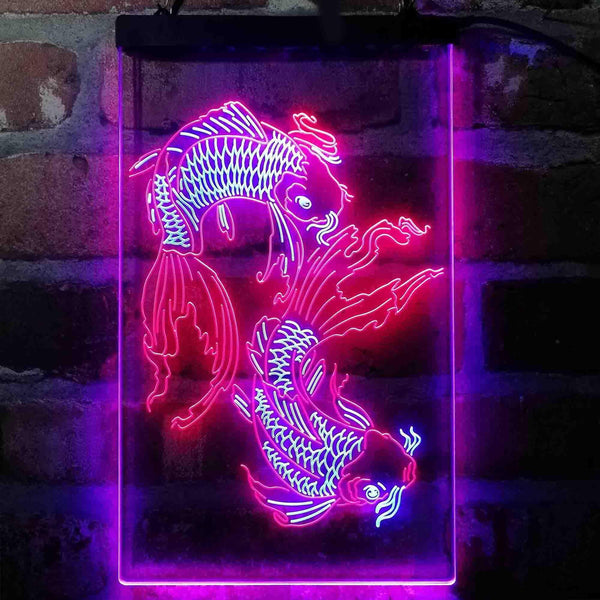 ADVPRO Koi Fish Tattoo Line Art  Dual Color LED Neon Sign st6-i4074 - Blue & Red