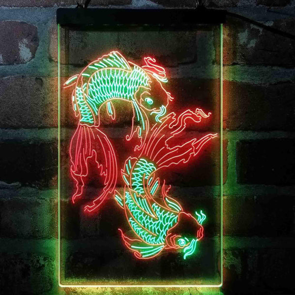 ADVPRO Koi Fish Tattoo Line Art  Dual Color LED Neon Sign st6-i4074 - Green & Red