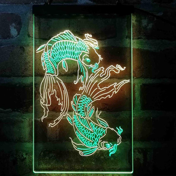 ADVPRO Koi Fish Tattoo Line Art  Dual Color LED Neon Sign st6-i4074 - Green & Yellow