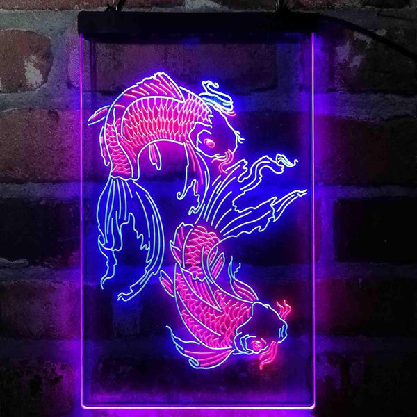 ADVPRO Koi Fish Tattoo Line Art  Dual Color LED Neon Sign st6-i4074 - Red & Blue