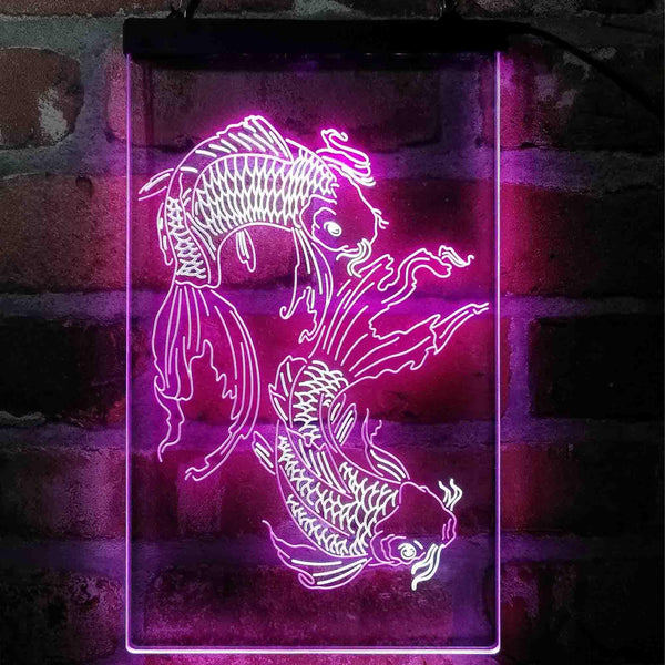 ADVPRO Koi Fish Tattoo Line Art  Dual Color LED Neon Sign st6-i4074 - White & Purple