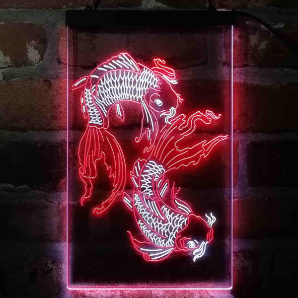 ADVPRO Koi Fish Tattoo Line Art  Dual Color LED Neon Sign st6-i4074 - White & Red