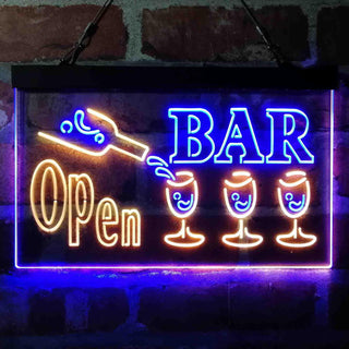 ADVPRO Bar Open 3 Glasses Dual Color LED Neon Sign st6-i4076 - Blue & Yellow