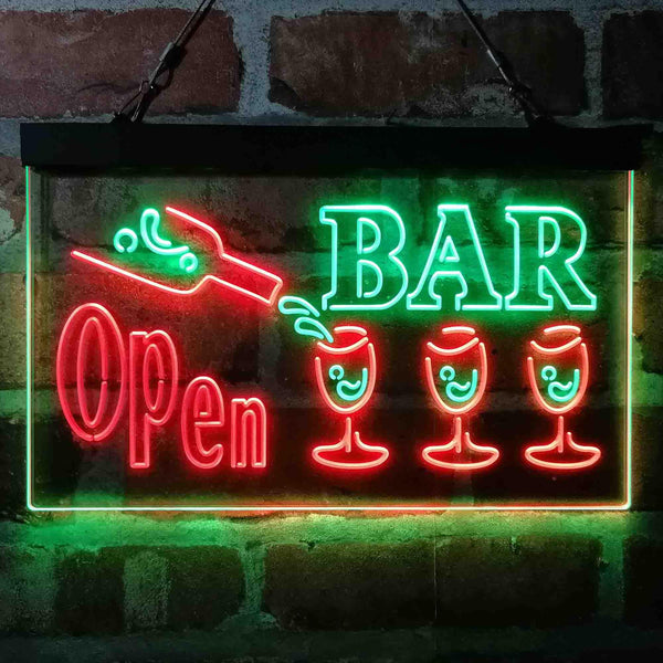 ADVPRO Bar Open 3 Glasses Dual Color LED Neon Sign st6-i4076 - Green & Red