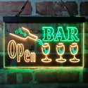 ADVPRO Bar Open 3 Glasses Dual Color LED Neon Sign st6-i4076 - Green & Yellow