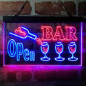 ADVPRO Bar Open 3 Glasses Dual Color LED Neon Sign st6-i4076 - Red & Blue