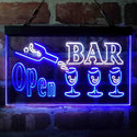 ADVPRO Bar Open 3 Glasses Dual Color LED Neon Sign st6-i4076 - White & Blue