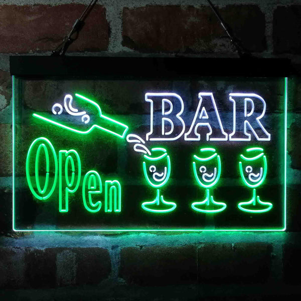 ADVPRO Bar Open 3 Glasses Dual Color LED Neon Sign st6-i4076 - White & Green
