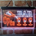 ADVPRO Bar Open 3 Glasses Dual Color LED Neon Sign st6-i4076 - White & Orange