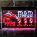 ADVPRO Bar Open 3 Glasses Dual Color LED Neon Sign st6-i4076 - White & Red