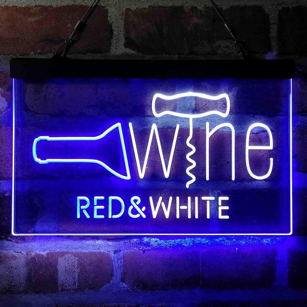 ADVPRO Red & White Wine Opener Display Dual Color LED Neon Sign st6-i4077 - White & Blue
