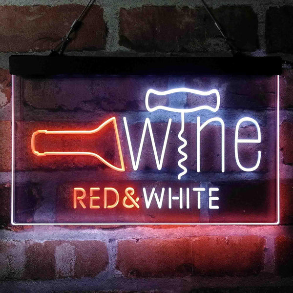 ADVPRO Red & White Wine Opener Display Dual Color LED Neon Sign st6-i4077 - White & Orange