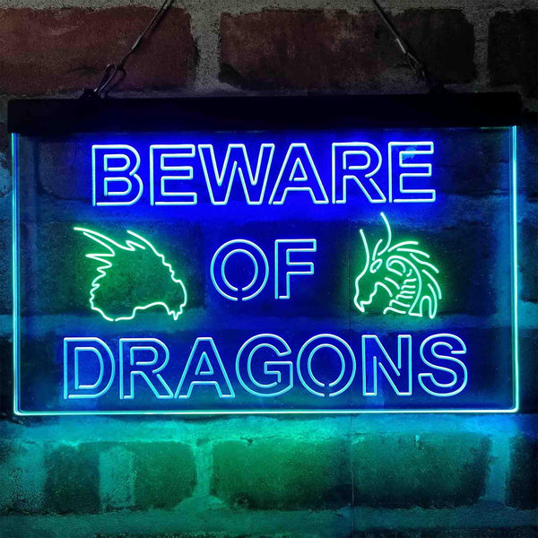 ADVPRO Beware of Dragon Kid Room Decoration Dual Color LED Neon Sign st6-i4079 - Green & Blue