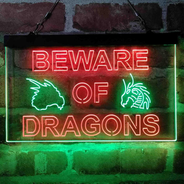 ADVPRO Beware of Dragon Kid Room Decoration Dual Color LED Neon Sign st6-i4079 - Green & Red
