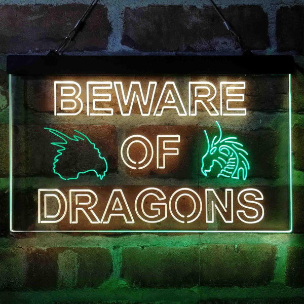 ADVPRO Beware of Dragon Kid Room Decoration Dual Color LED Neon Sign st6-i4079 - Green & Yellow