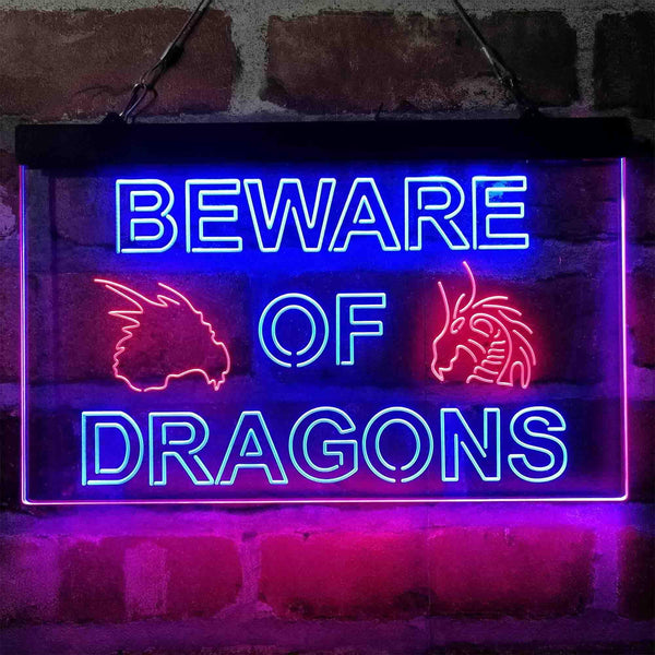 ADVPRO Beware of Dragon Kid Room Decoration Dual Color LED Neon Sign st6-i4079 - Red & Blue