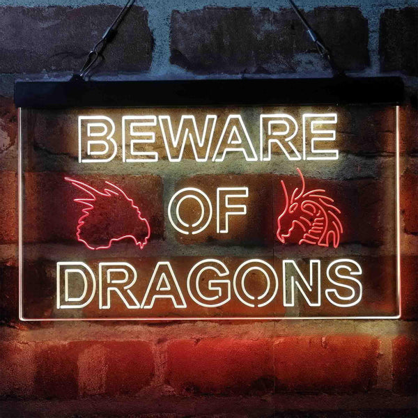ADVPRO Beware of Dragon Kid Room Decoration Dual Color LED Neon Sign st6-i4079 - Red & Yellow