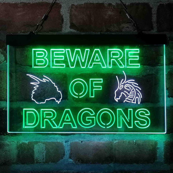 ADVPRO Beware of Dragon Kid Room Decoration Dual Color LED Neon Sign st6-i4079 - White & Green