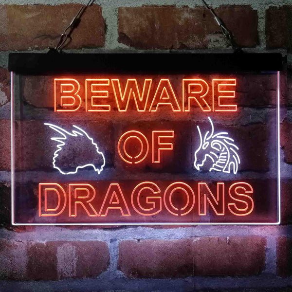 ADVPRO Beware of Dragon Kid Room Decoration Dual Color LED Neon Sign st6-i4079 - White & Orange