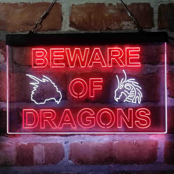 ADVPRO Beware of Dragon Kid Room Decoration Dual Color LED Neon Sign st6-i4079 - White & Red