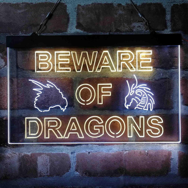 ADVPRO Beware of Dragon Kid Room Decoration Dual Color LED Neon Sign st6-i4079 - White & Yellow