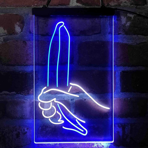 ADVPRO Banana Holding by Hand Room Decoration  Dual Color LED Neon Sign st6-i4083 - White & Blue
