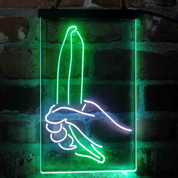 ADVPRO Banana Holding by Hand Room Decoration  Dual Color LED Neon Sign st6-i4083 - White & Green