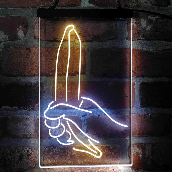 ADVPRO Banana Holding by Hand Room Decoration  Dual Color LED Neon Sign st6-i4083 - White & Yellow