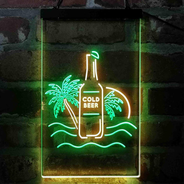 ADVPRO Cold Beer Palm Tree Island  Dual Color LED Neon Sign st6-i4084 - Green & Yellow