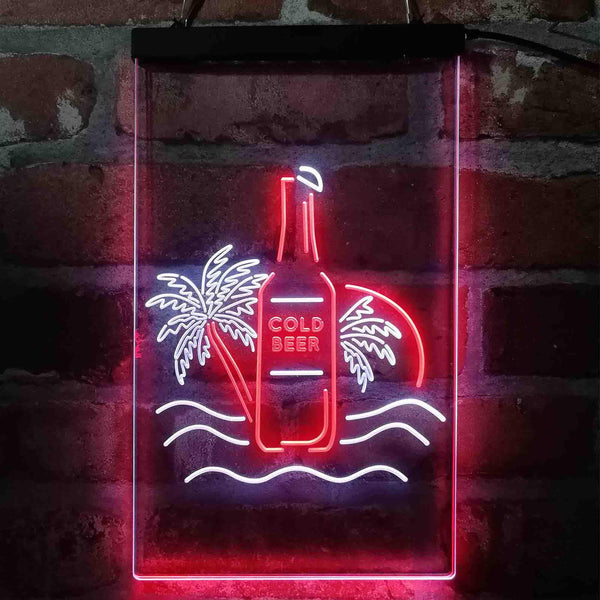 ADVPRO Cold Beer Palm Tree Island  Dual Color LED Neon Sign st6-i4084 - White & Red