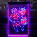 ADVPRO Women Gym Stay Strong Never Give Up Fitness Center  Dual Color LED Neon Sign st6-i4086 - Blue & Red