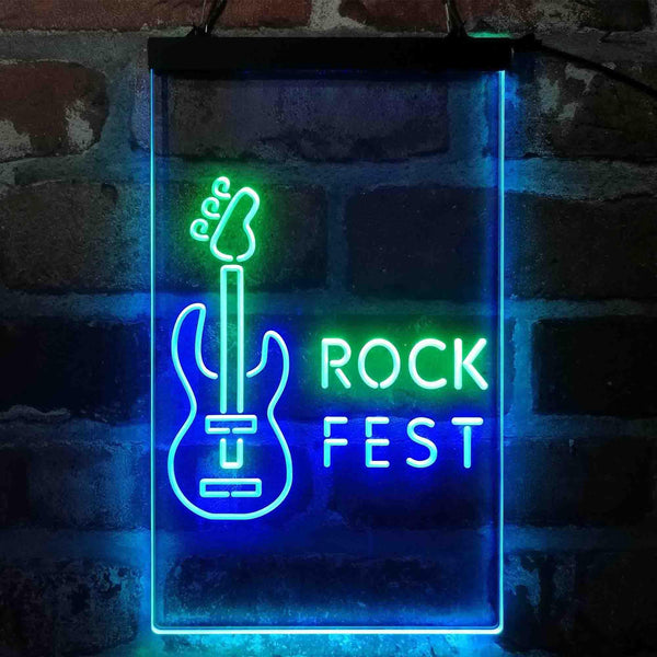 ADVPRO Rock Fest Guitar Room  Dual Color LED Neon Sign st6-i4088 - Green & Blue