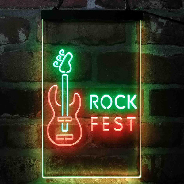 ADVPRO Rock Fest Guitar Room  Dual Color LED Neon Sign st6-i4088 - Green & Red