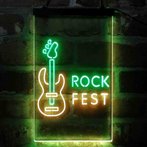 ADVPRO Rock Fest Guitar Room  Dual Color LED Neon Sign st6-i4088 - Green & Yellow