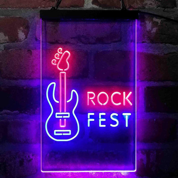 ADVPRO Rock Fest Guitar Room  Dual Color LED Neon Sign st6-i4088 - Red & Blue