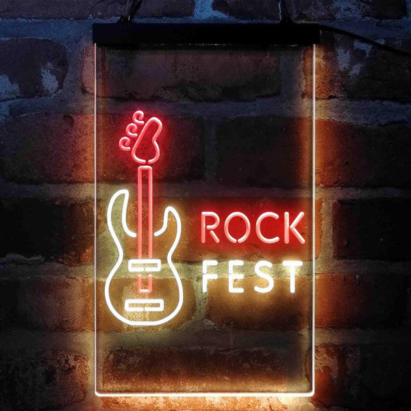 ADVPRO Rock Fest Guitar Room  Dual Color LED Neon Sign st6-i4088 - Red & Yellow