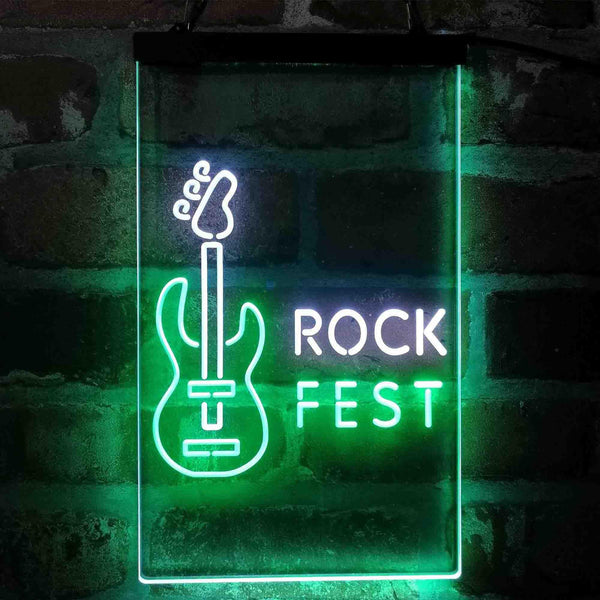 ADVPRO Rock Fest Guitar Room  Dual Color LED Neon Sign st6-i4088 - White & Green