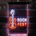 ADVPRO Rock Fest Guitar Room  Dual Color LED Neon Sign st6-i4088 - White & Orange